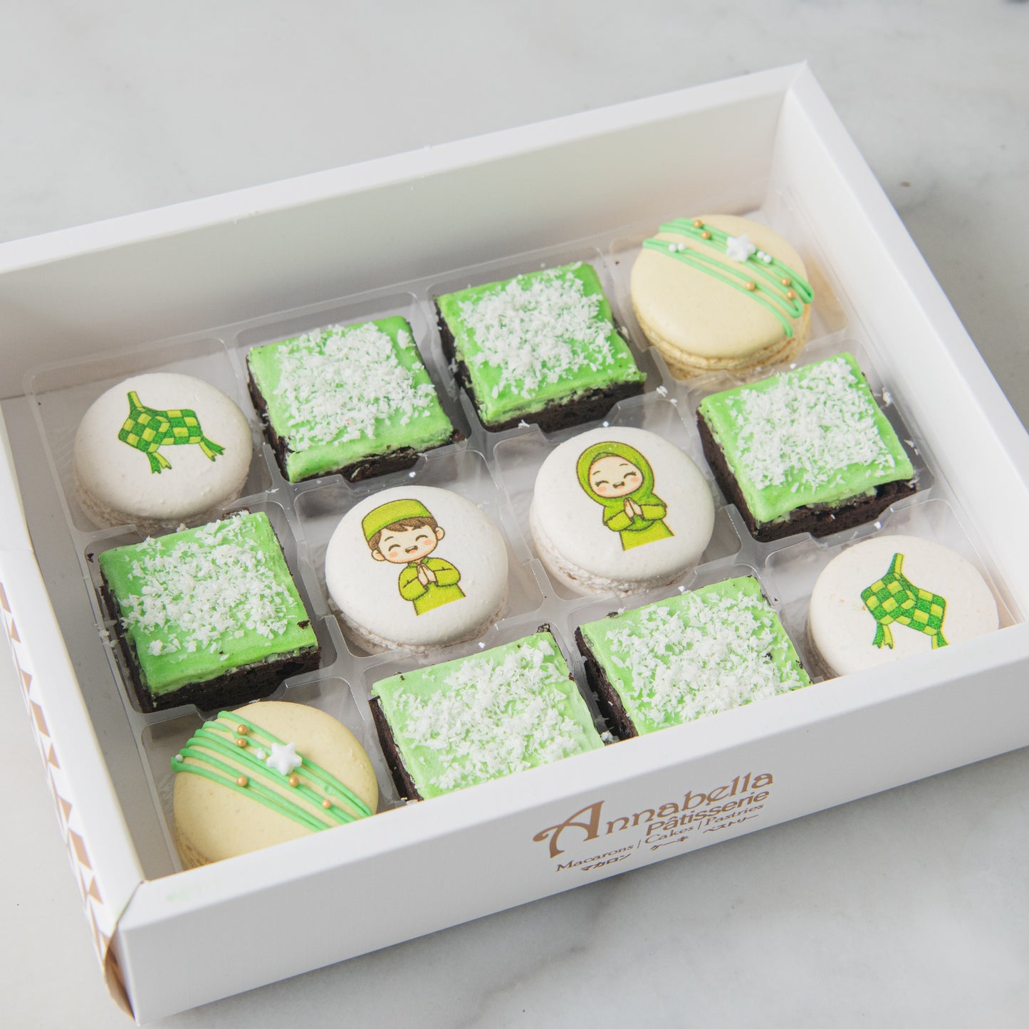 Happy Eid Mubarak! | Raya Indulgence Macaron & Brownie Set In Gift Box | $35.80 Nett