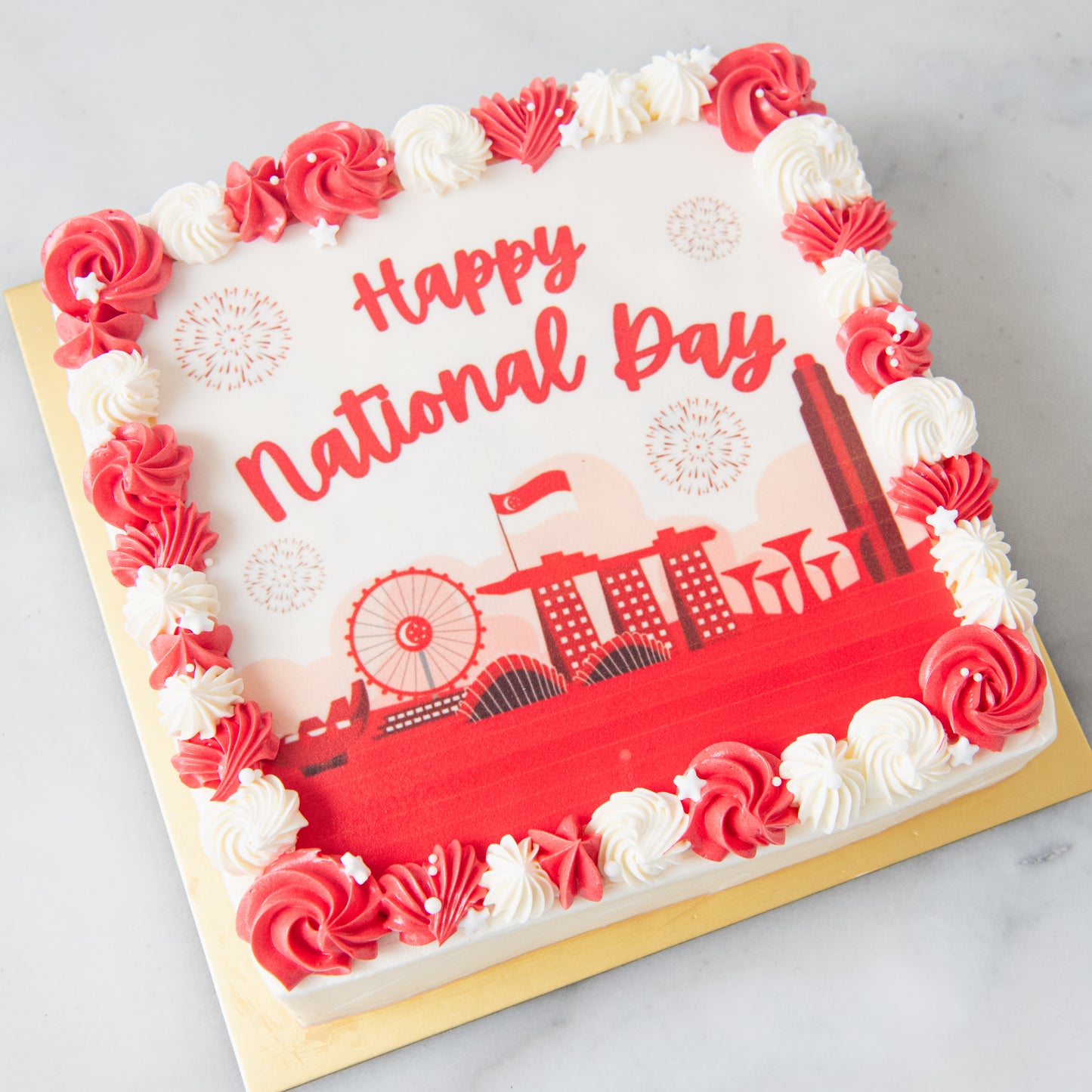 Happy National Day | National Day Festive Celebration Cake 18x18cm | $88 Nett