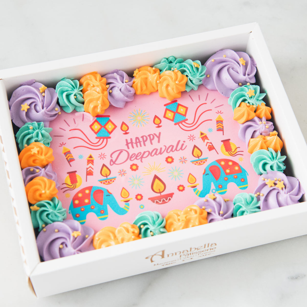 Eggless* | Happy Deepavali | Festival of Lights Eggless Floral Brownie| $51.80 Nett