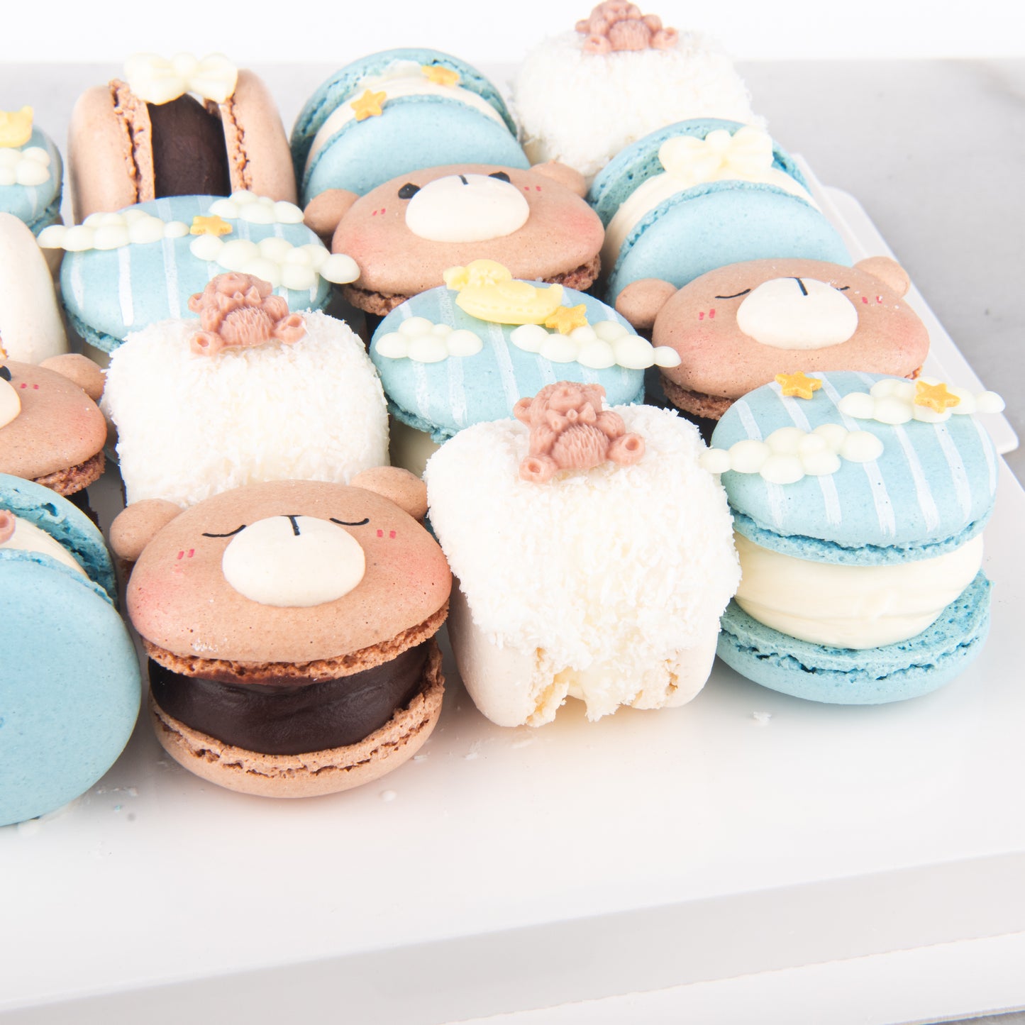 16 pcs Sweet Dreams Blue Bear Fatcarons | $118 Nett