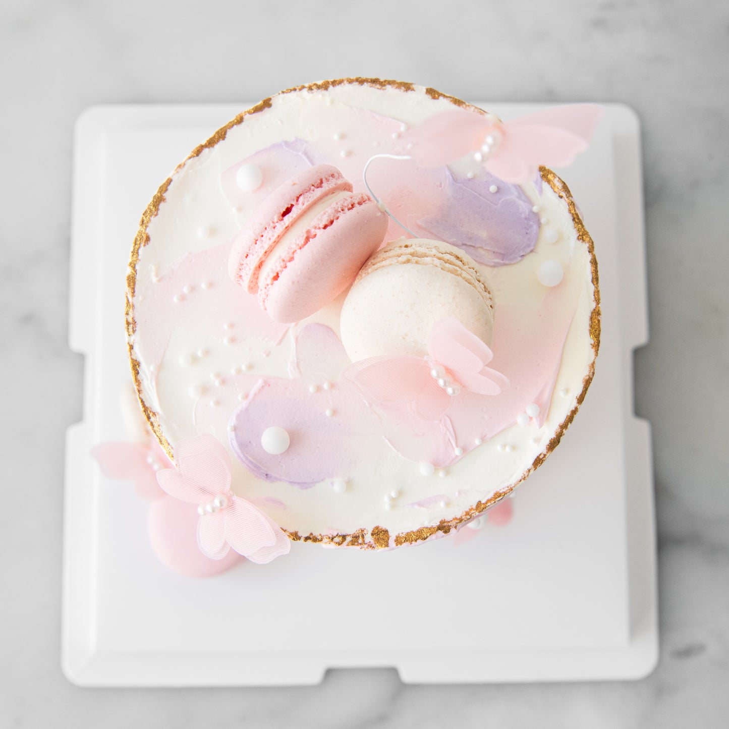 Customized Cake-  Butterfly & Macaron Bliss Cake