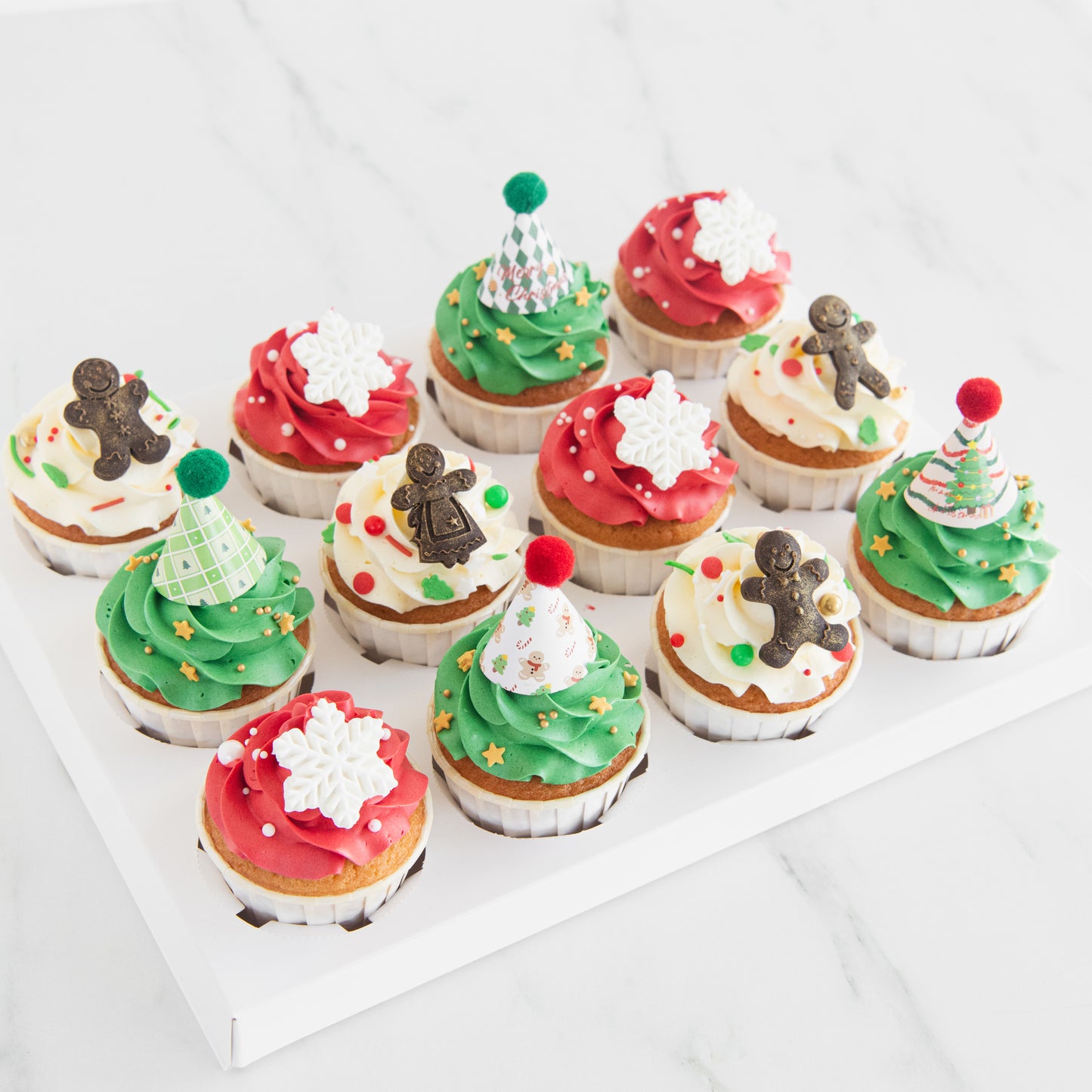 Ho ho ho! Merry Christmas | 12pcs Festive Bites Cupcake | $68.80 Nett