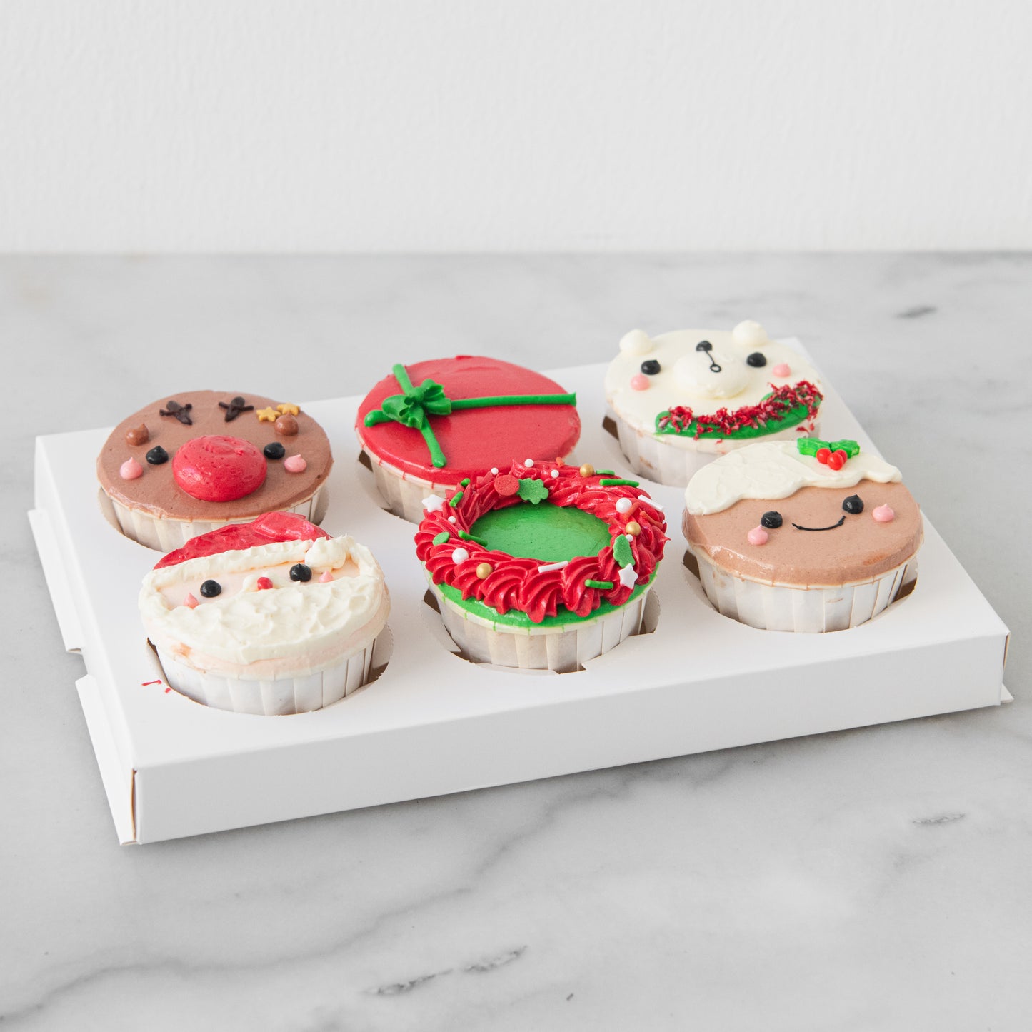 Ho Ho Ho! Merry Christmas | 6pcs Santa & Friends Cupcakes | $45.80 Nett