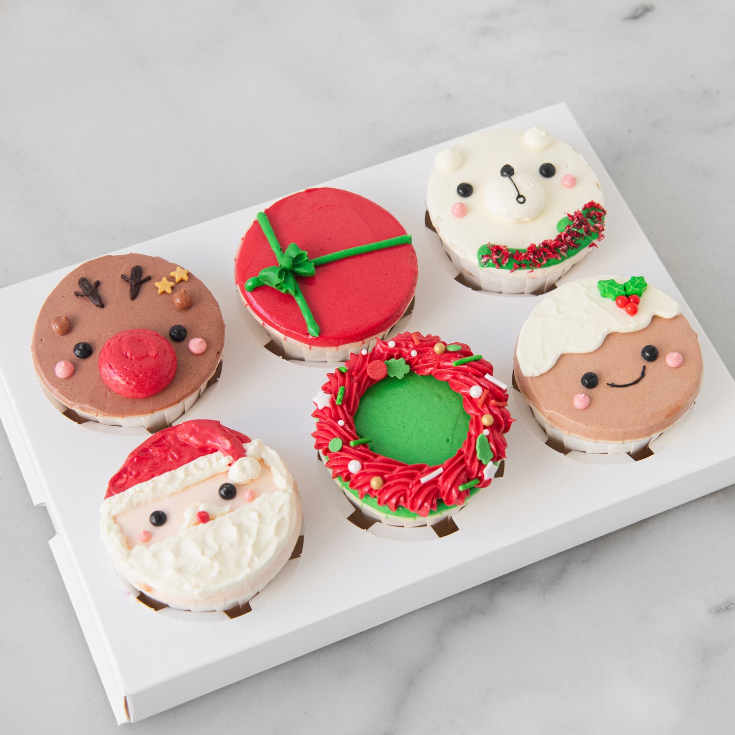 Ho Ho Ho! Merry Christmas | 6pcs Santa & Friends Cupcakes | $45.80 Nett