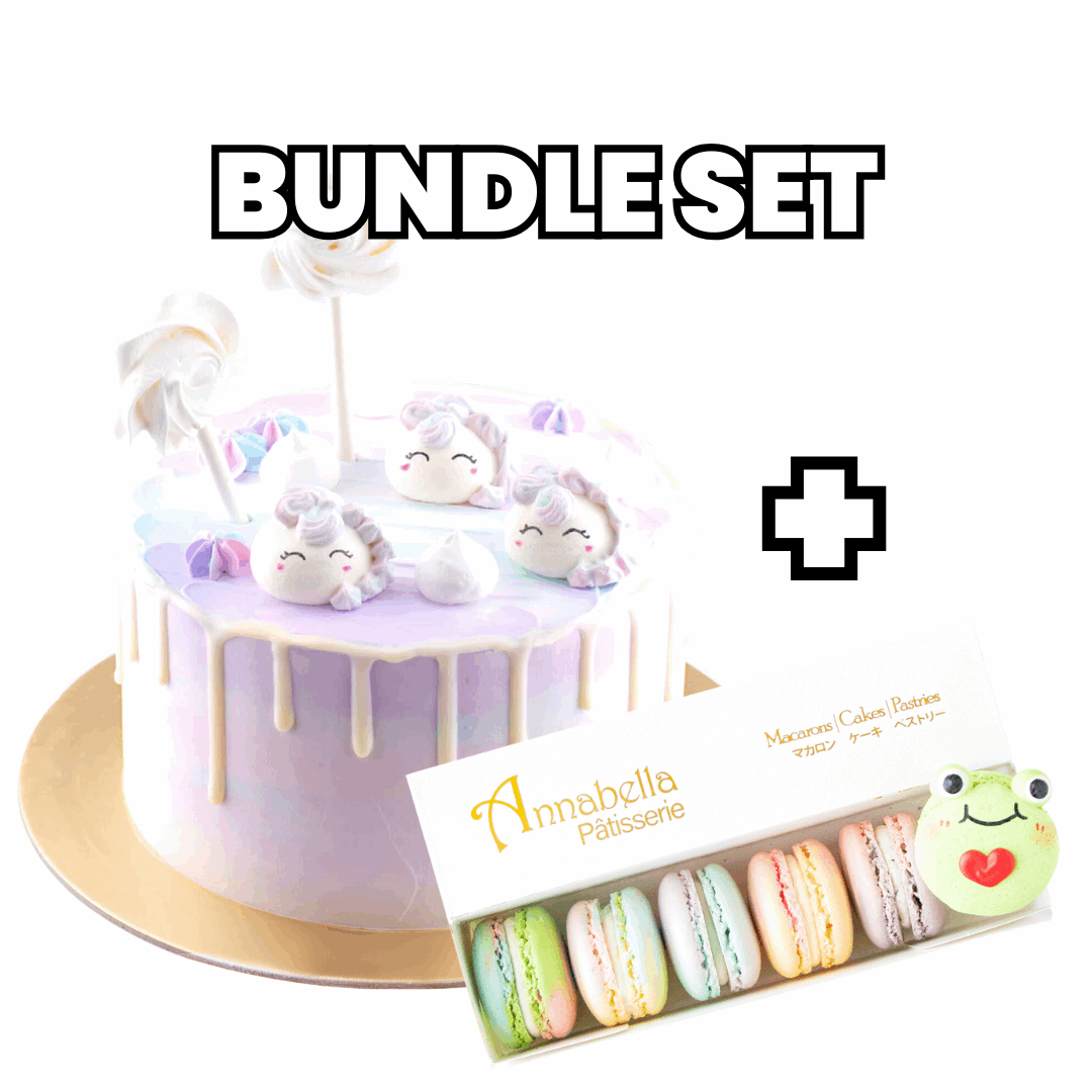 Bundle Set | Unicorn Cake Upsize + 6pcs M1 Macarons | $75.80 Nett