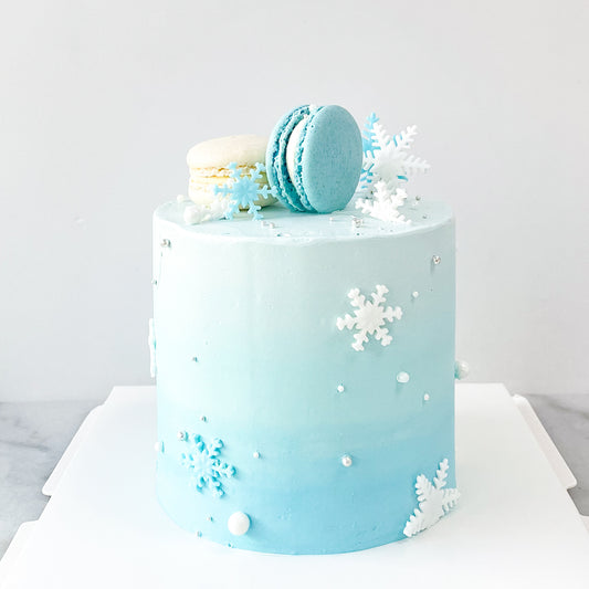 Customized Cake - Snowflakes Cake with Macaron