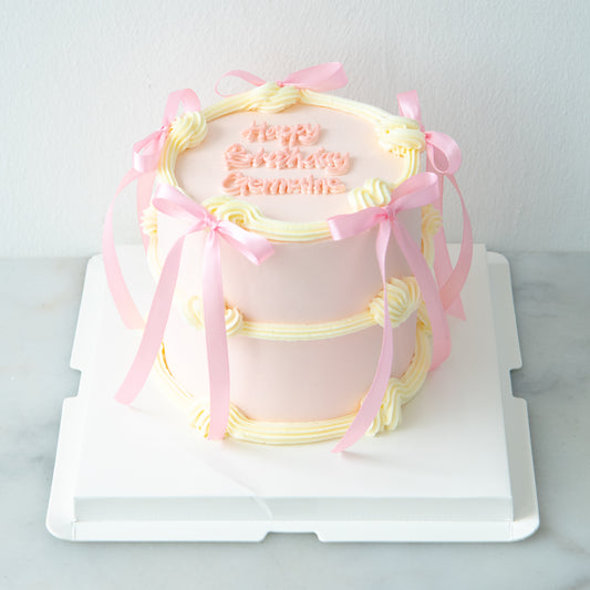 Customized Cake- Pastel Pink Vintage Ribbon Cake