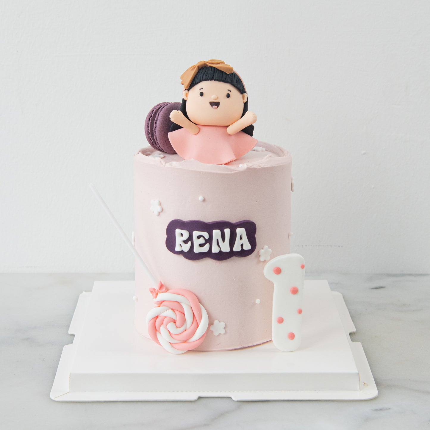 Customized Cake - Sweet Pink Girl First Birthday Cake