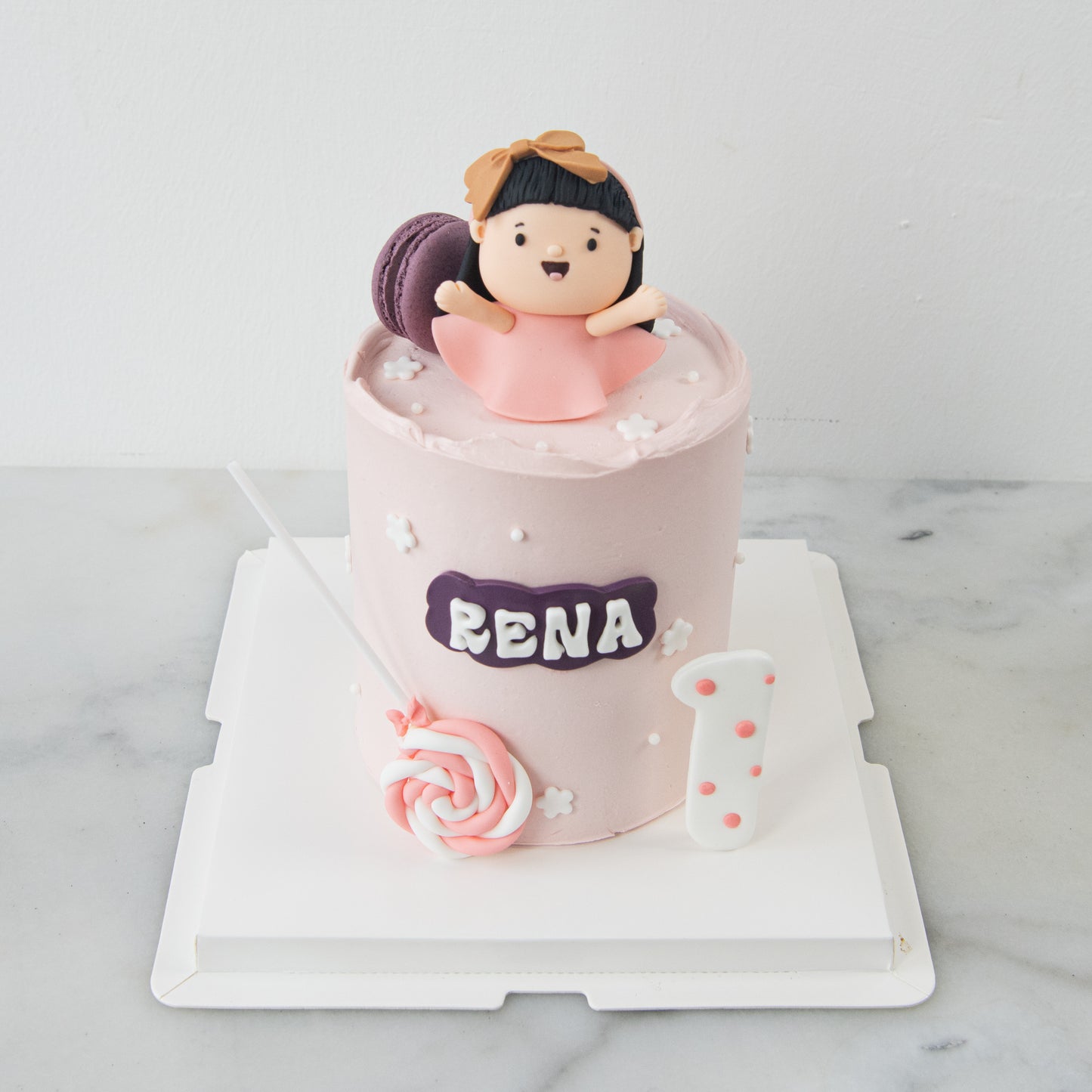 Customized Cake - Sweet Pink Girl First Birthday Cake