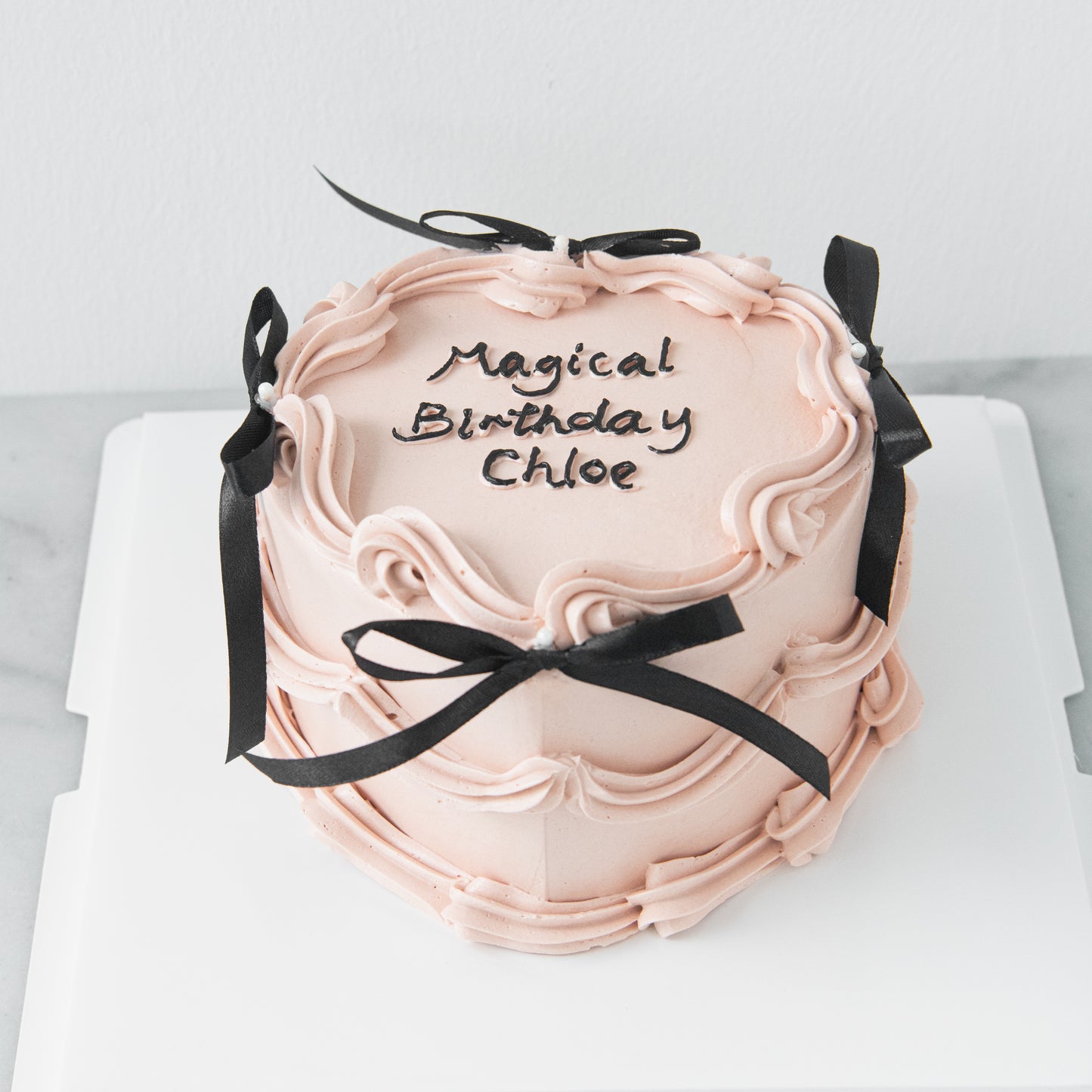 Customized Cake- Vintage Black Ribbon Birthday Cake