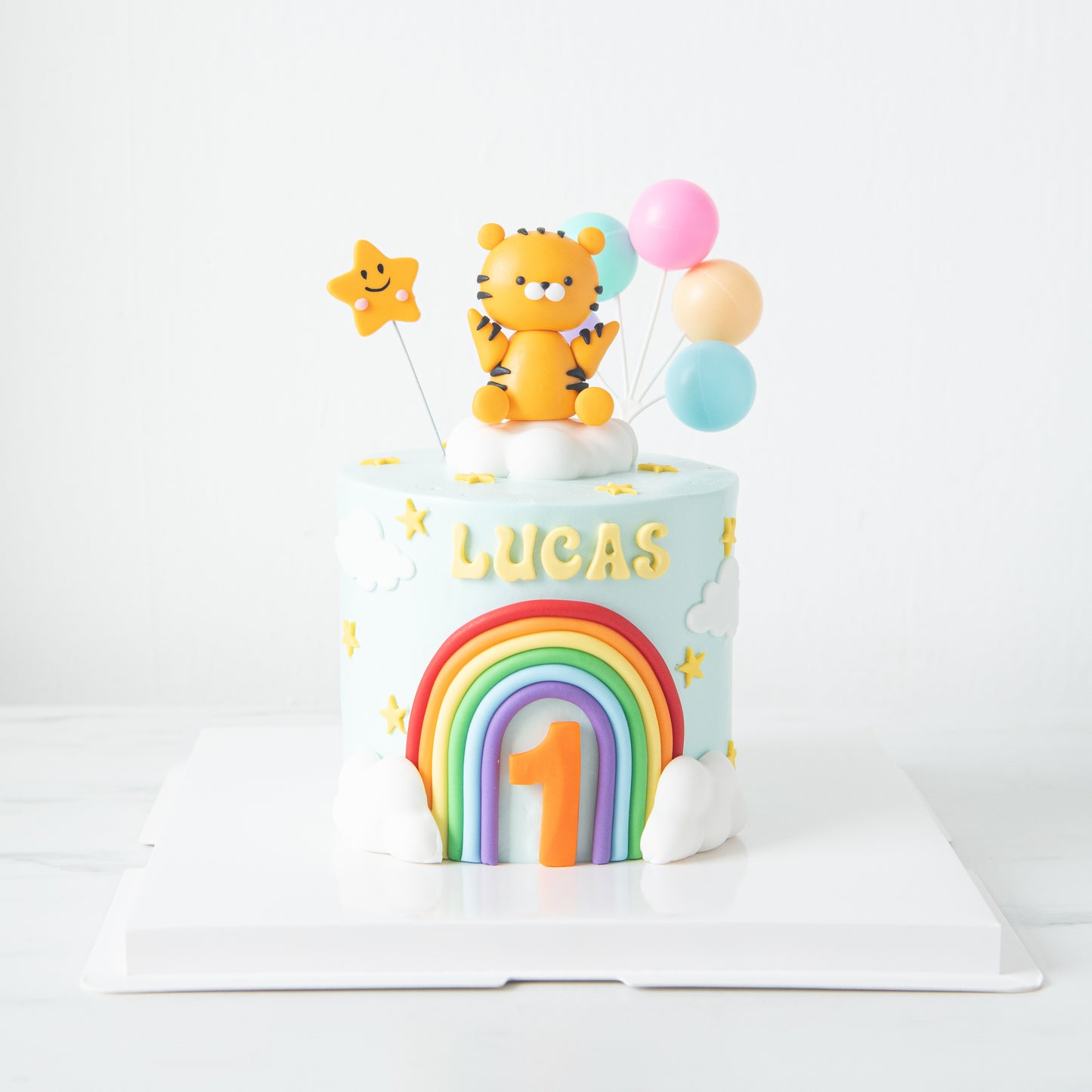 Customized Cake - Little Tiger and Rainbows Cake