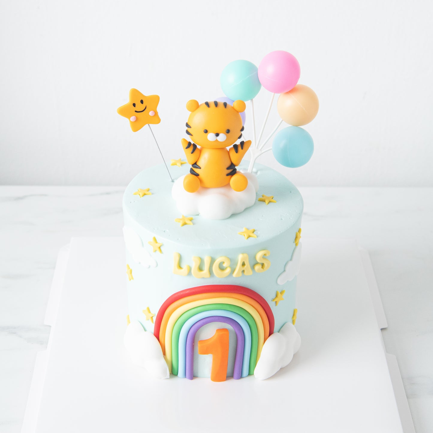 Customized Cake - Little Tiger and Rainbows Cake