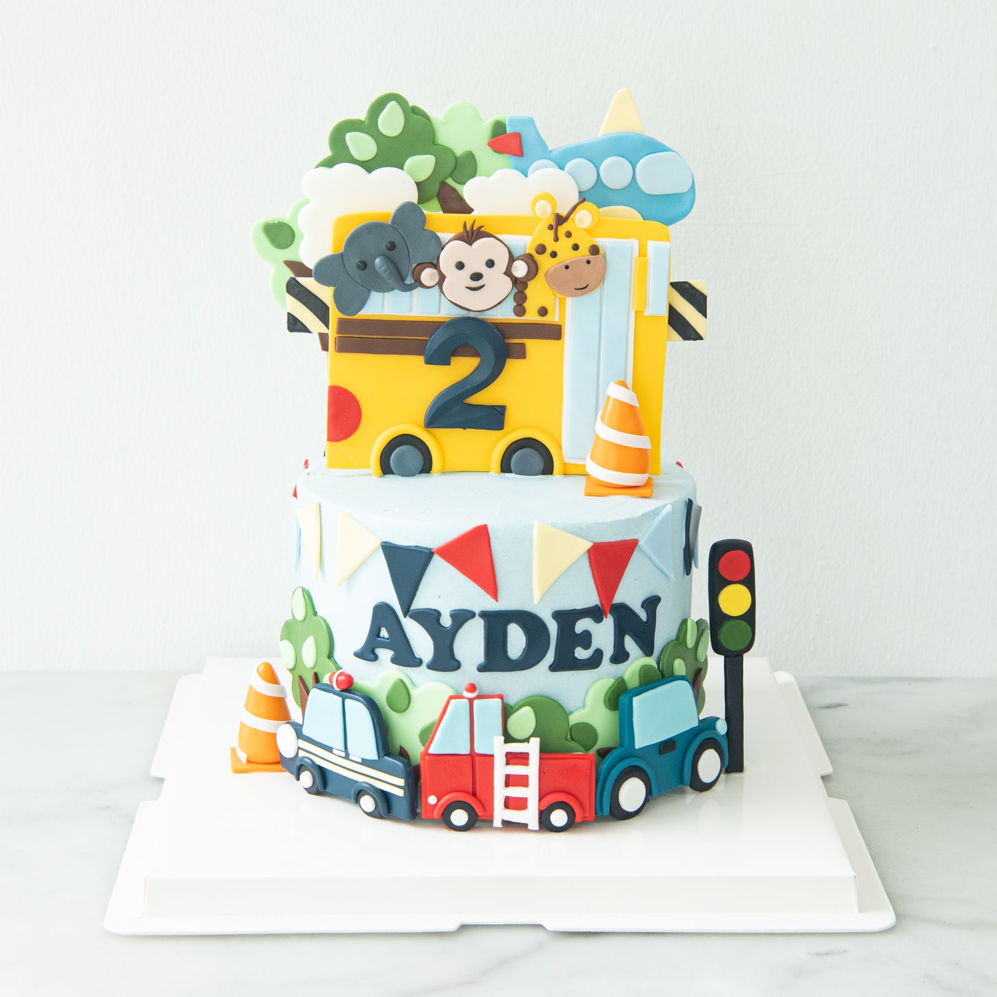 Customized Cake - Animal School Bus Adventure Cake