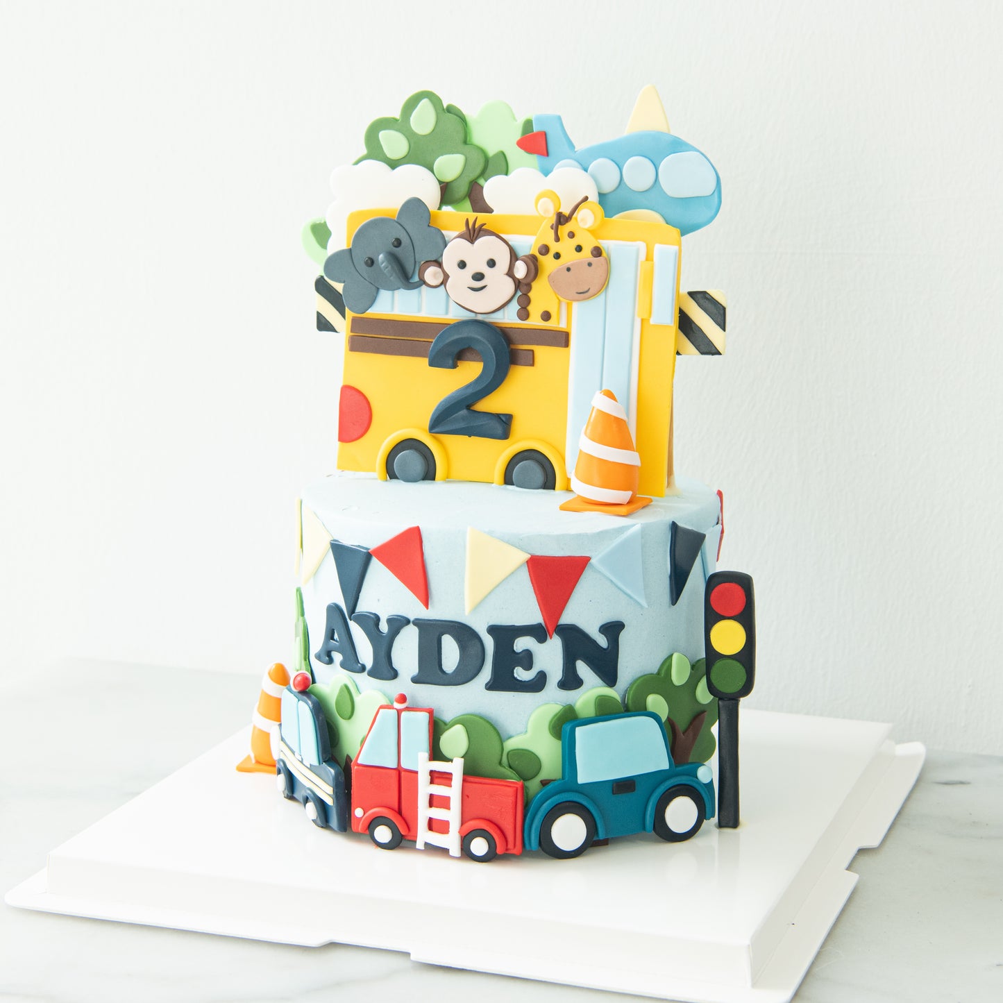 Customized Cake - Animal School Bus Adventure Cake