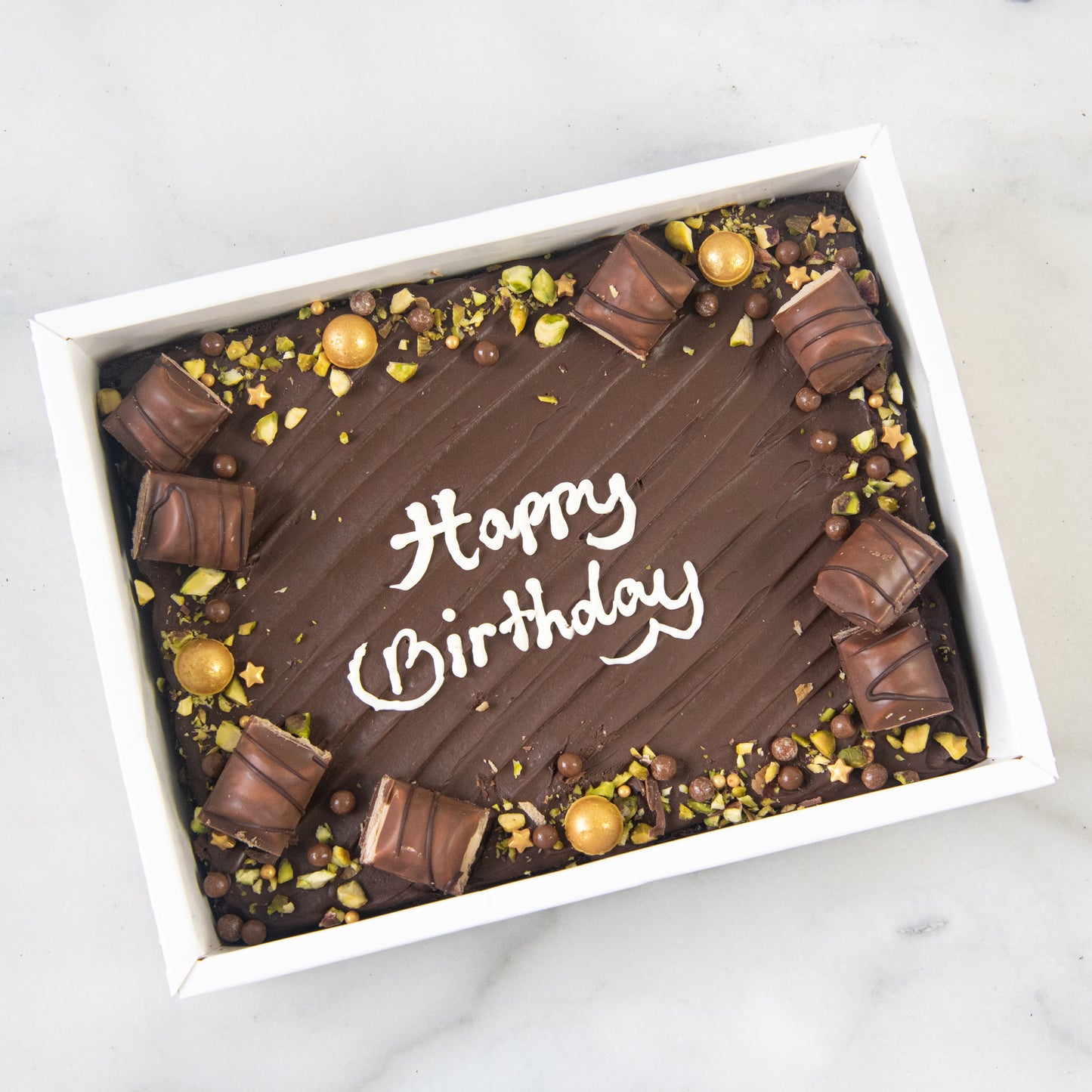 Happy Birthday Floral Brownie In Gift Box | $51.80 Nett