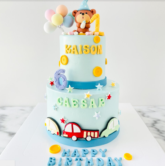 Customized Cake - Bear with Themed Car Cake