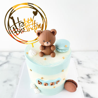Customized Cake-Teddy Bear cake with macaron
