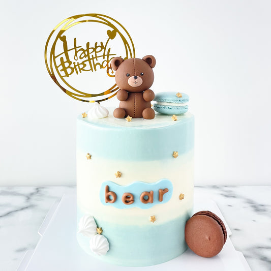 Customized Cake -Teddy Bear cake with macaron