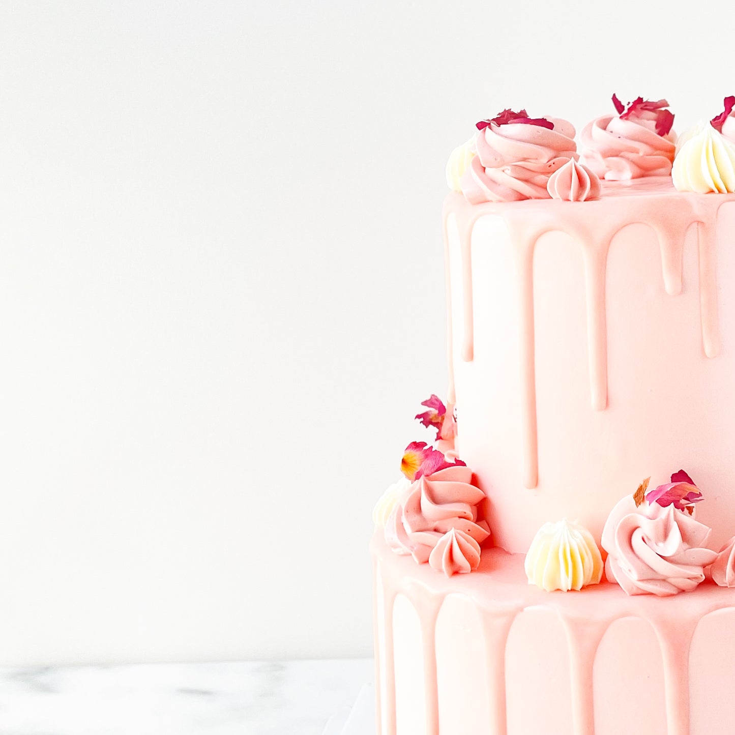 2-Tiers Lychee Rose Cake with 9pcs Macaron (Customised Pre order 3 days in advance)