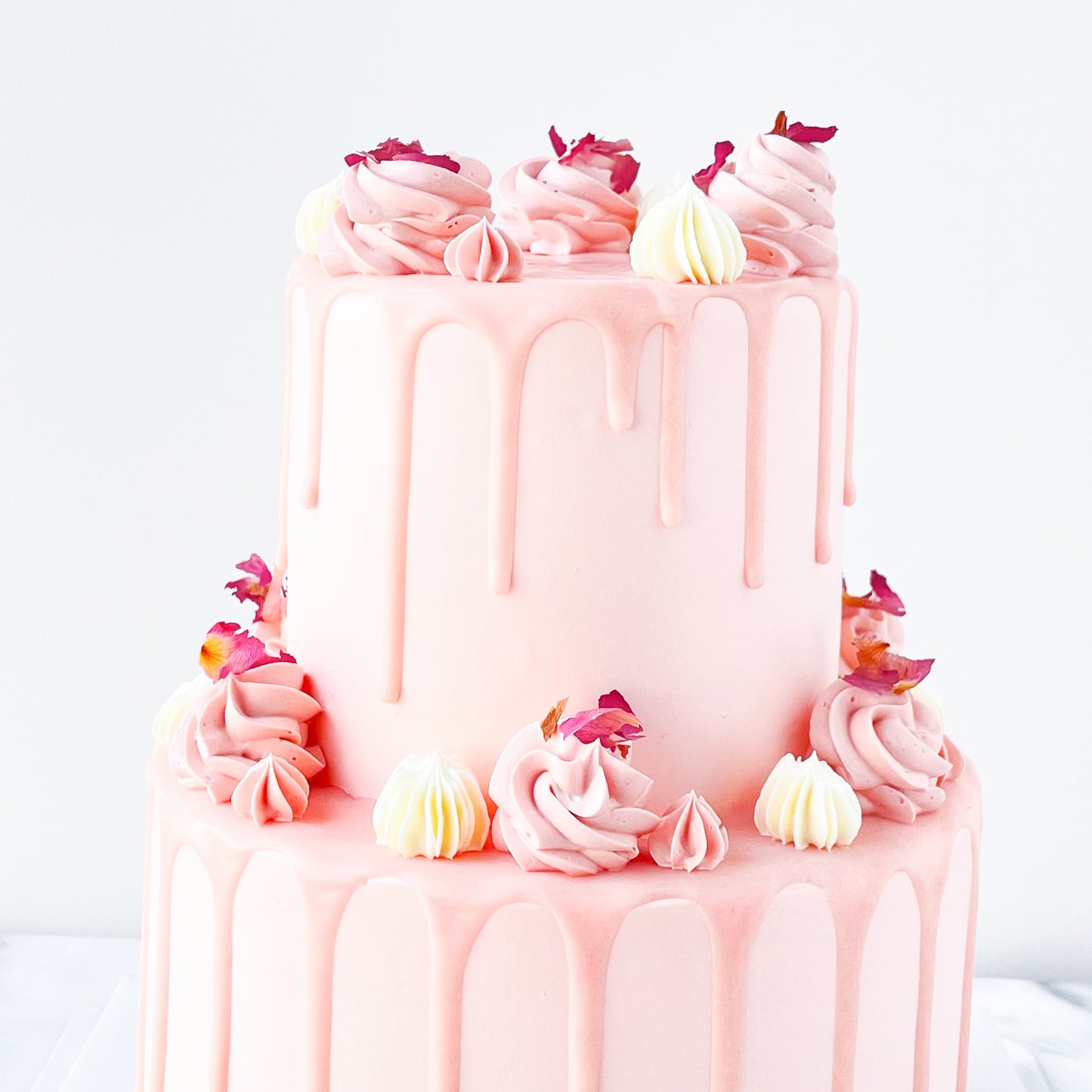 2-Tiers Lychee Rose Cake with 9pcs Macaron (Customised Pre order 3 days in advance)