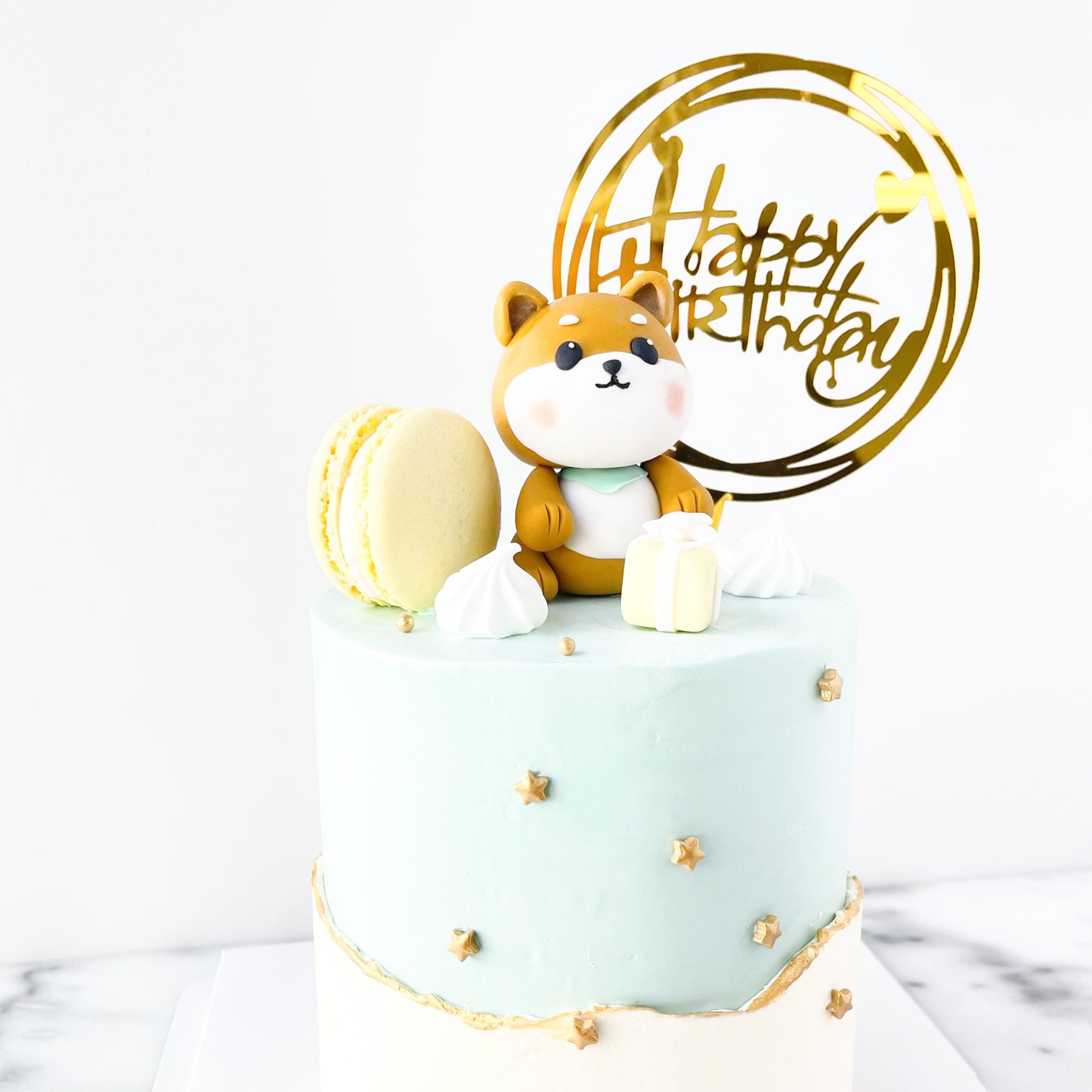 Customized Cake | Shiba Inu Cake with macaron