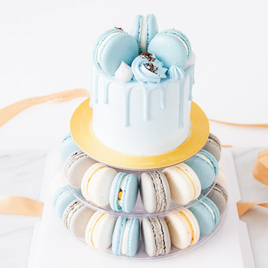 Macaron Cake Tower - Cookie & Cream Cake with 40 pcs macarons - $128 Nett