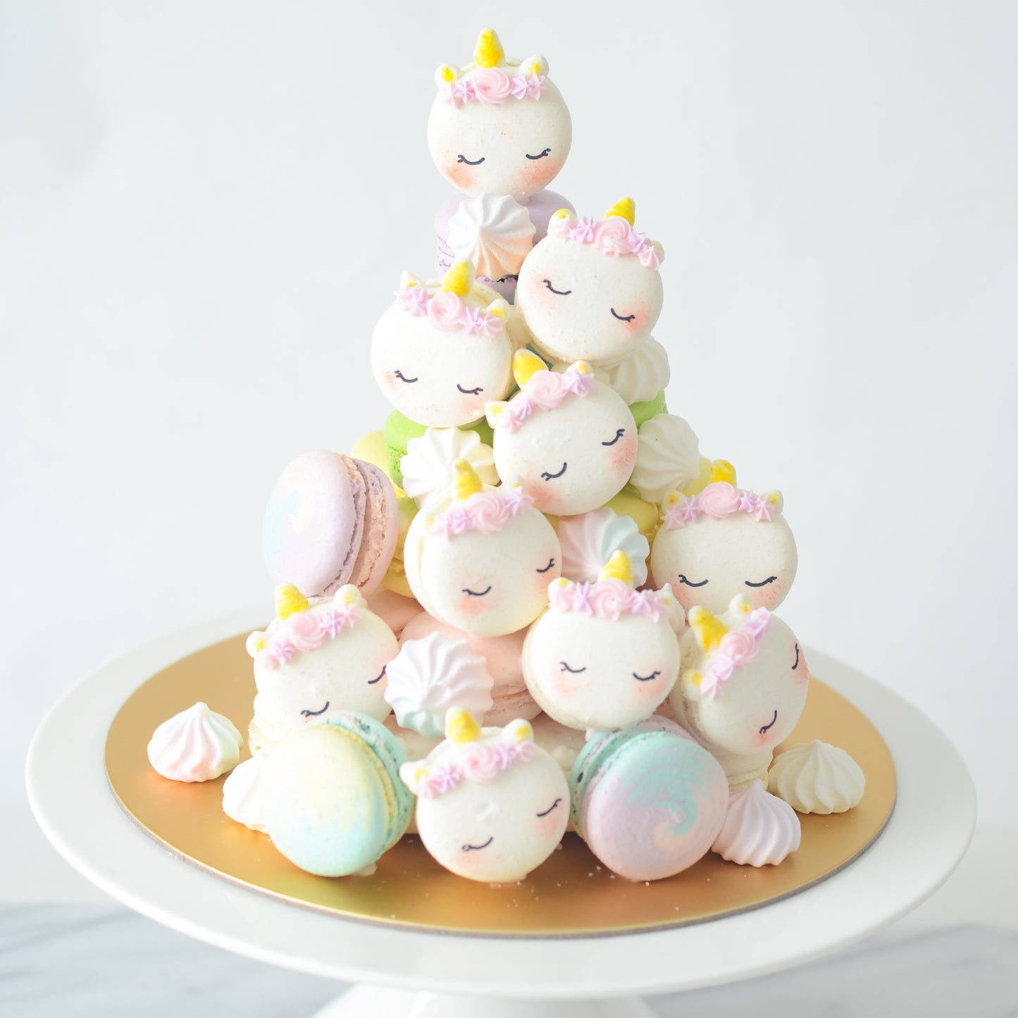 Unicorn Macaron Tower |  43pcs Macarons Total in a Tower | $138 Only