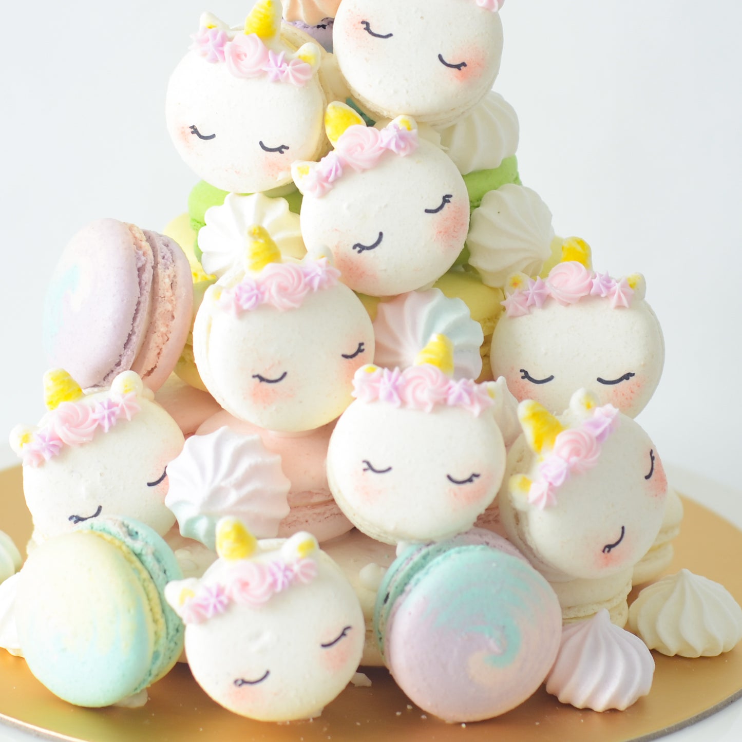 Unicorn Macaron Tower |  43pcs Macarons Total in a Tower | $138 Only