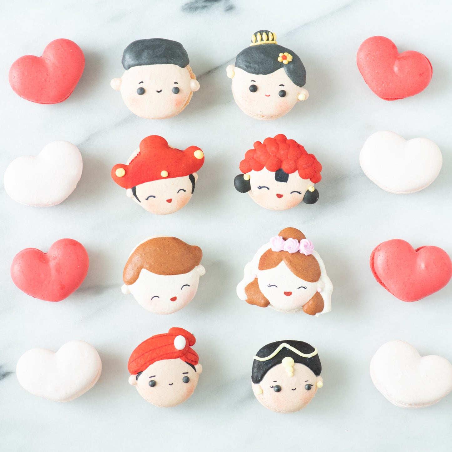 10 pcs Traditional Chinese Wedding Couple Macarons in a Gift Box | Complimentary Ribbon and Personalised Message | $38.80 Nett