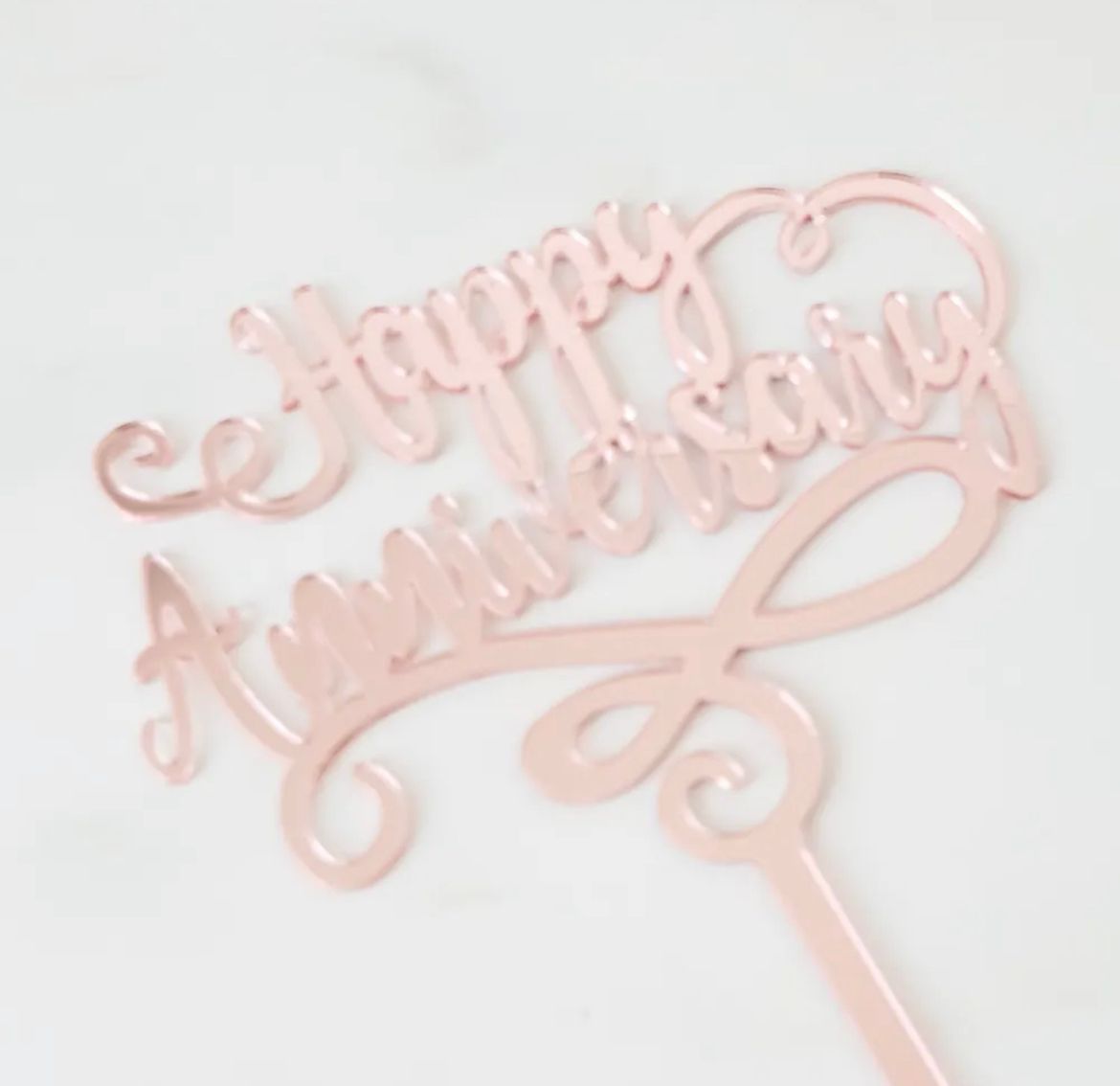Happy Anniversary Shinny Pink Topper