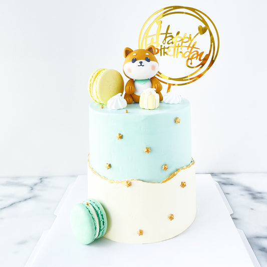 Customized Cake | Shiba Inu Cake with macaron