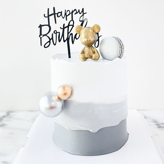 Customized Cake - Gold Bearbrick Cake with macaron