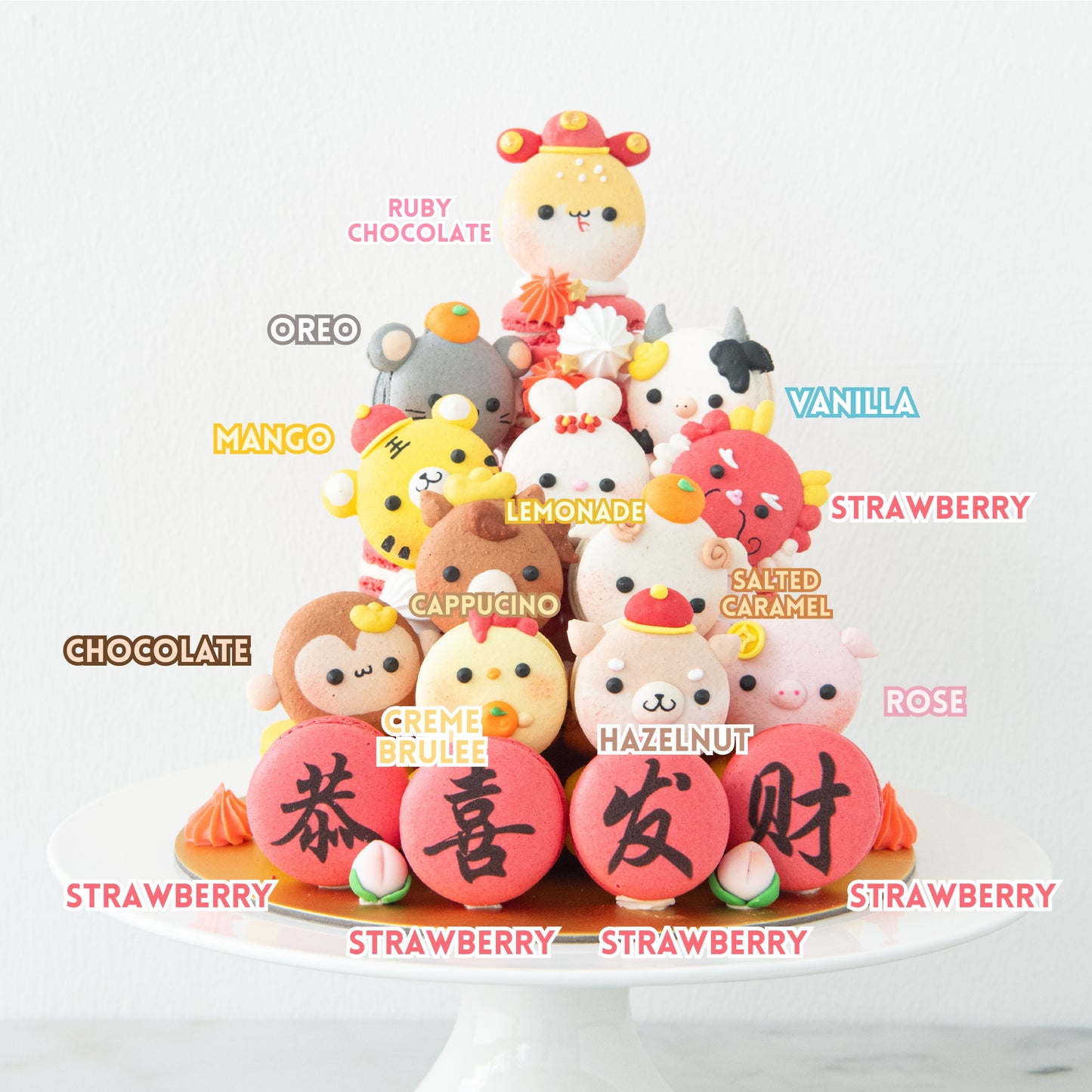 Happy New Year! | Zodiac Macaron Tower In Gift Box | $168 Nett