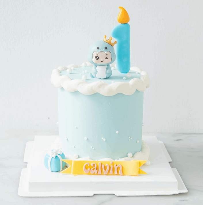 Customized Cake - Blue Baby Snake First Birthday Cake