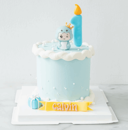Customized Cake - Blue Baby Snake First Birthday Cake