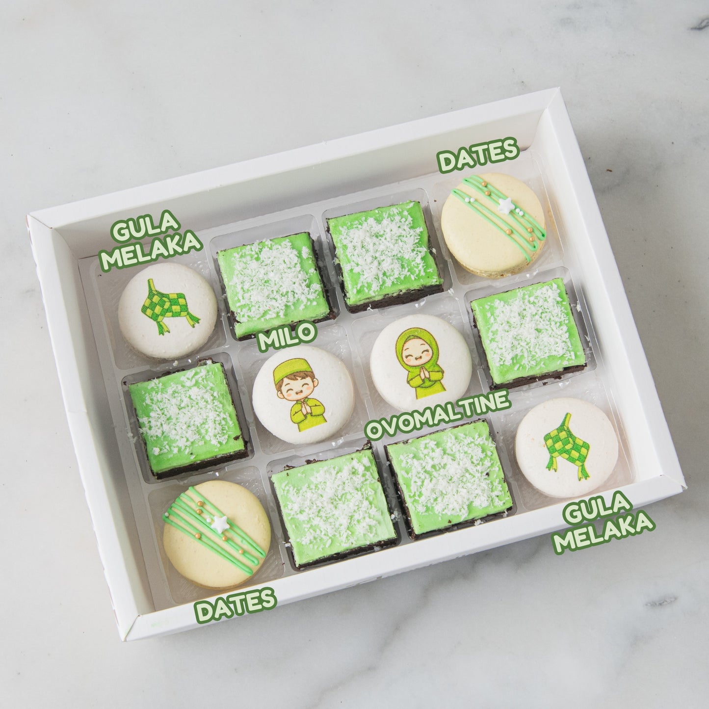 Happy Eid Mubarak! | Raya Indulgence Macaron & Brownie Set In Gift Box | $35.80 Nett