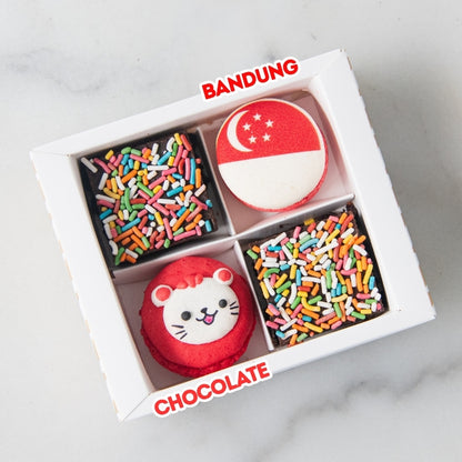 Happy National Day | SG ROAR! Macaron and Brownie Set | $12.80 Nett