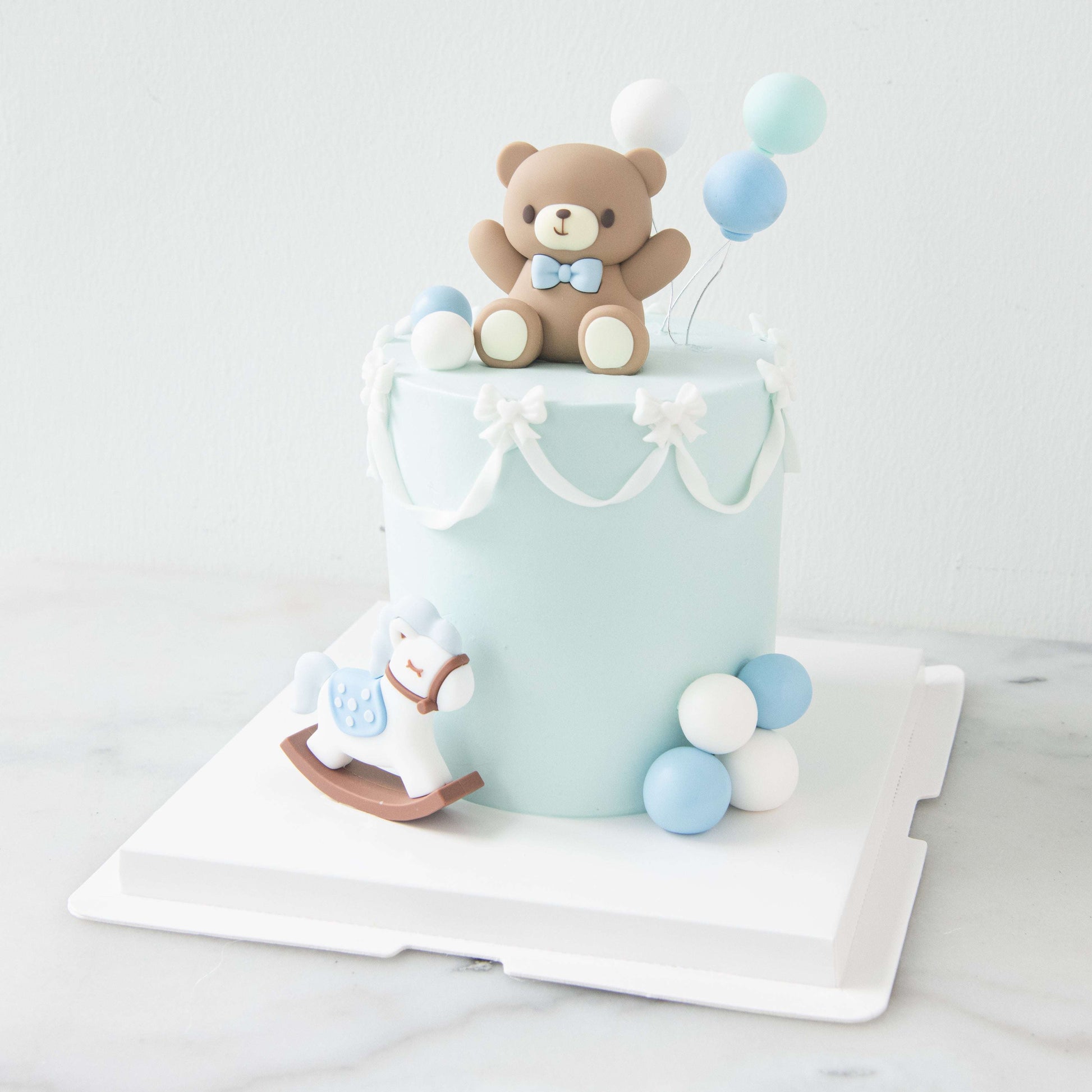 Customized Cake - Blue Teddy Balloon Celebration Cake