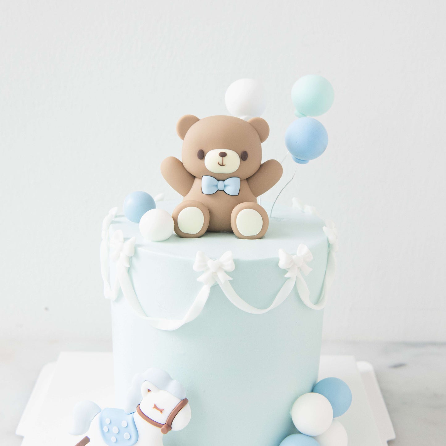 Customized Cake - Blue Teddy Balloon Celebration Cake