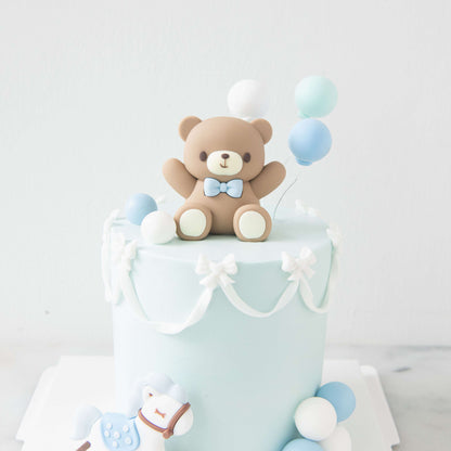 Customized Cake - Blue Teddy Balloon Celebration Cake