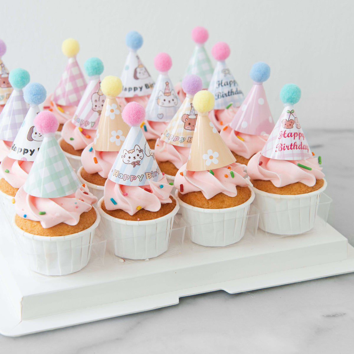 Party Hat Pink Mini Cupcakes 16 pcs Set | NOW FOR $58.80 ONLY (U.P $68.80)