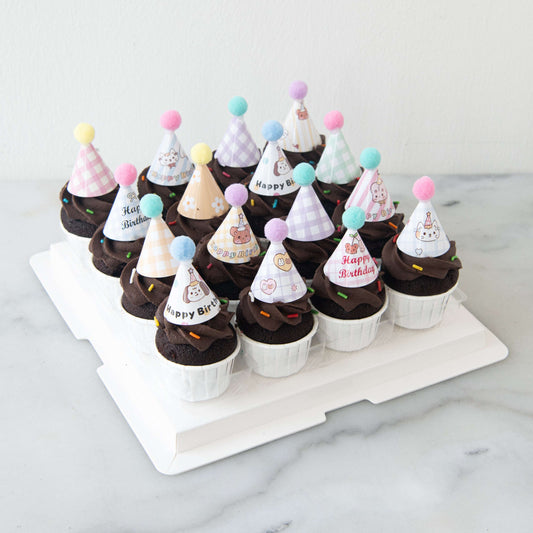 Party Hat Chocolate Mini Cupcakes 16 pcs Set | NOW FOR $58.80 ONLY (U.P $68.80)