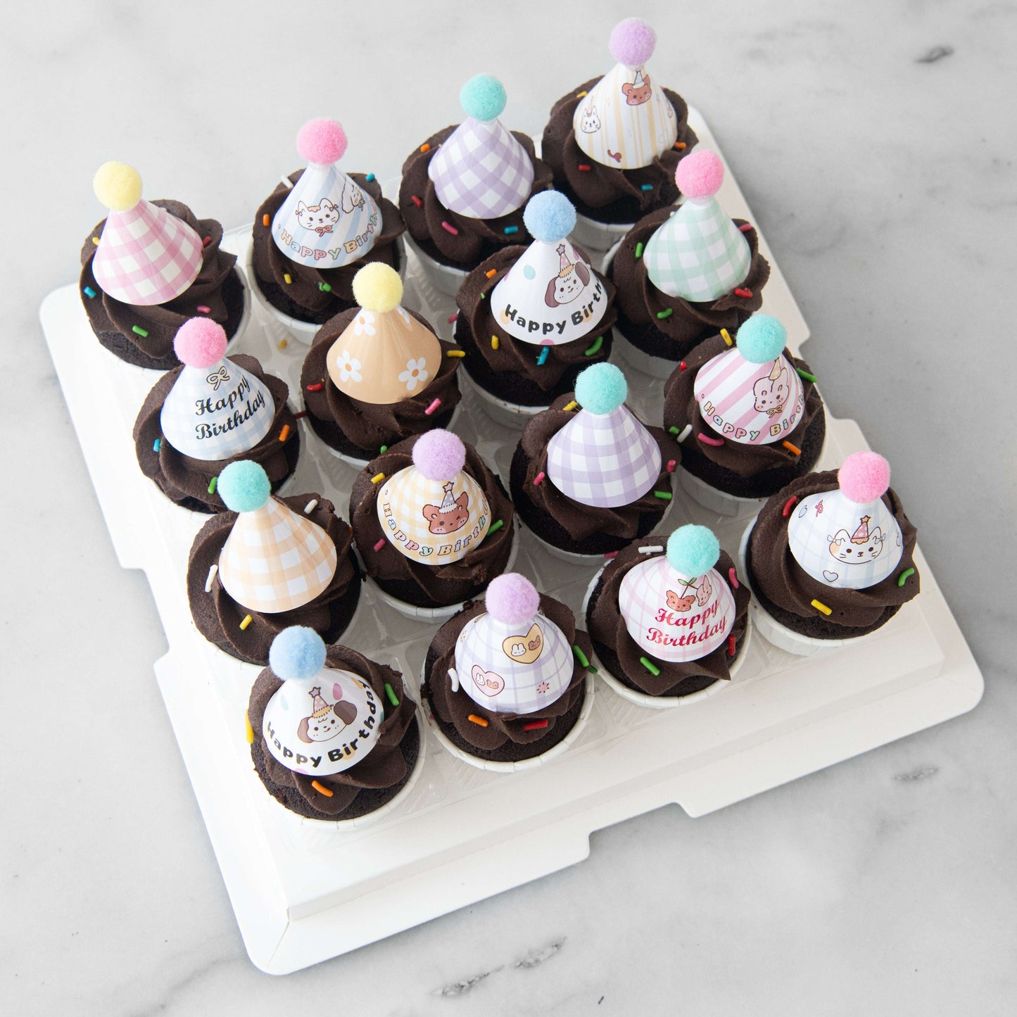Party Hat Chocolate Mini Cupcakes 16 pcs Set | NOW FOR $58.80 ONLY (U.P $68.80)