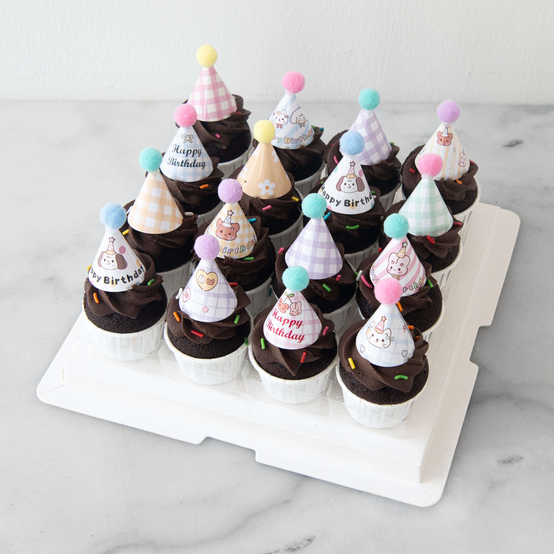 Party Hat Chocolate Mini Cupcakes 16 pcs Set | NOW FOR $58.80 ONLY (U.P $68.80)