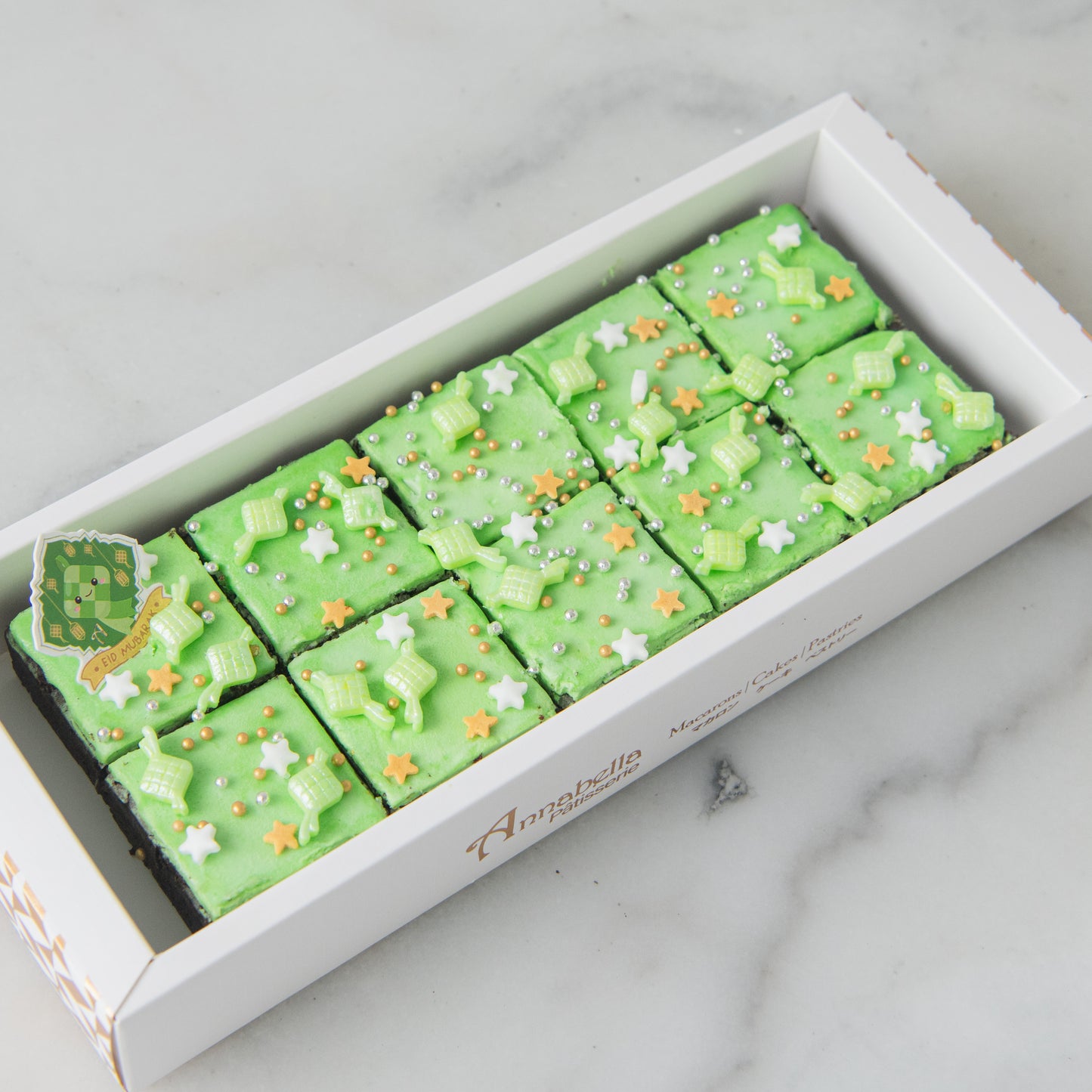Happy Eid Mubarak! | 10Pcs Pandan Brownie In Gift Box | $12.80 Nett