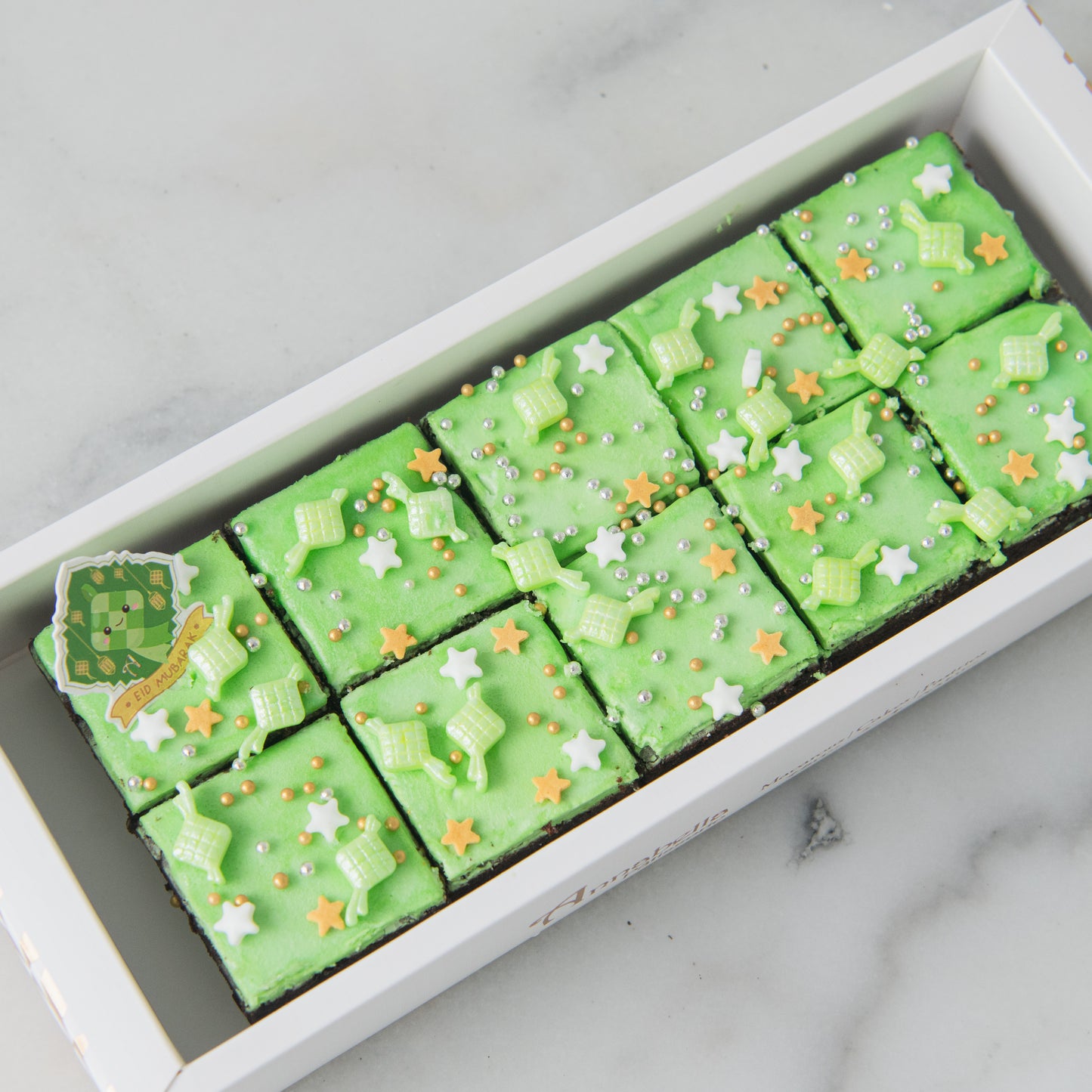 Happy Eid Mubarak! | 10Pcs Pandan Brownie In Gift Box | $12.80 Nett
