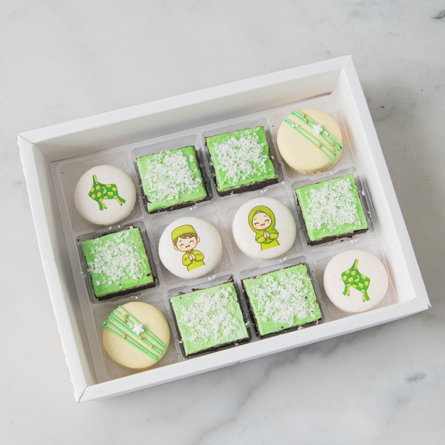 Happy Eid Mubarak! | Raya Indulgence Macaron & Brownie Set In Gift Box | $35.80 Nett