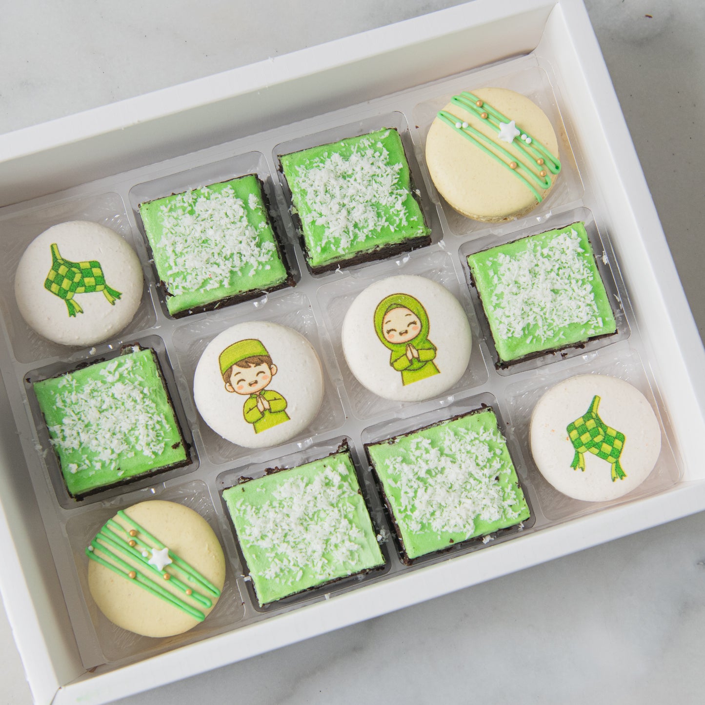 Happy Eid Mubarak! | Raya Indulgence Macaron & Brownie Set In Gift Box | $35.80 Nett