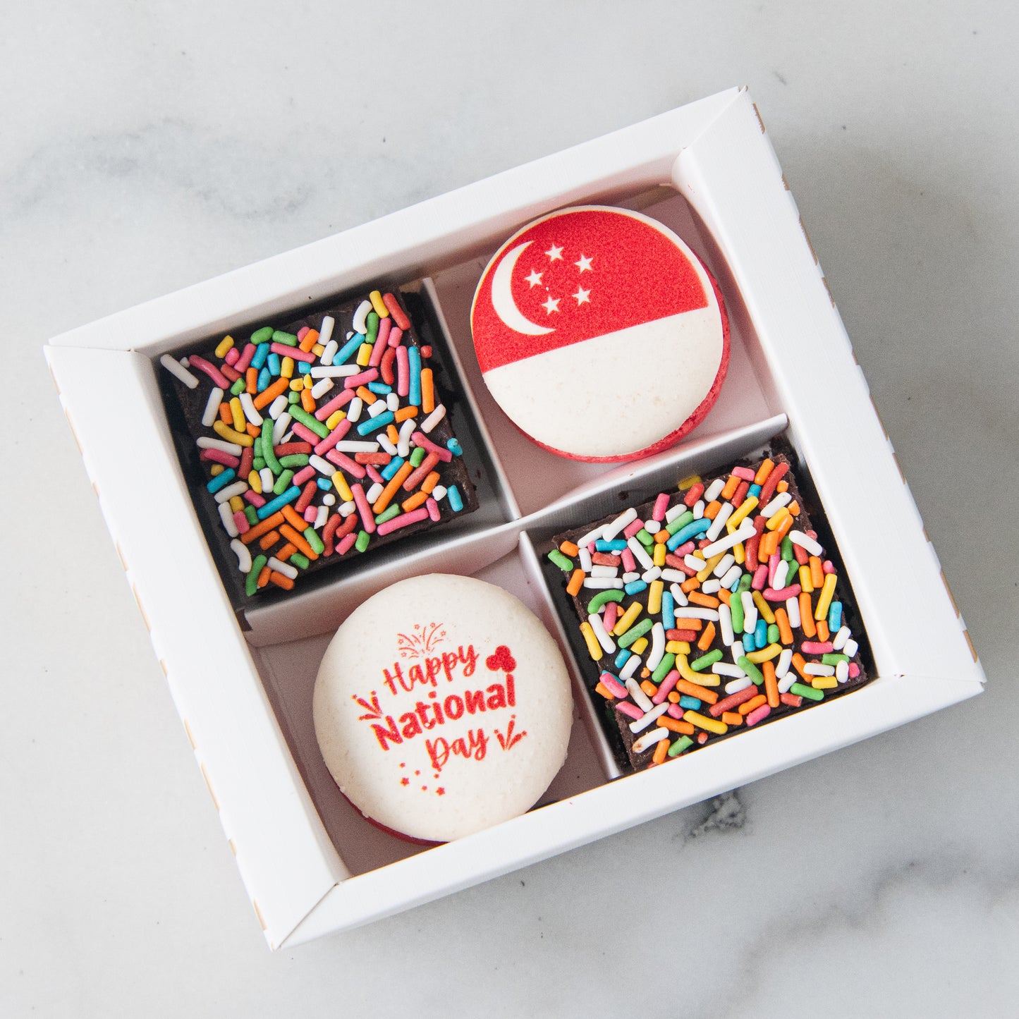 Happy National Day | Red Dot Bites Macaron and Brownie Set | $11.80 Nett