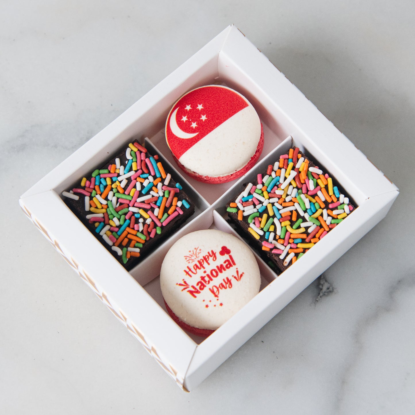 Happy National Day | Red Dot Bites Macaron and Brownie Set | $11.80 Nett